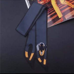 Brand New Black Daschund Twilly Scarf